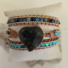 Load image into Gallery viewer, Labradorite Heart Wrap Bracelet
