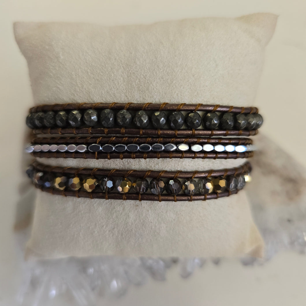 Pyrite Bronze Wrap Bracelet