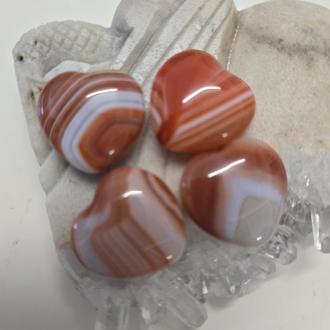 Banded Carnelian Hearts