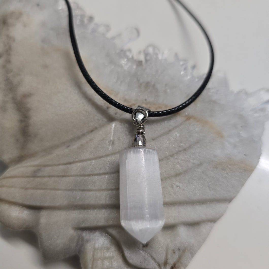 Selenite Cylinder Point Necklace