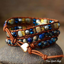 Load image into Gallery viewer, Blue Apatite Heart Wrap Bracelet

