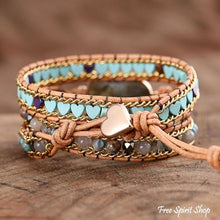Load image into Gallery viewer, Labradorite Heart Wrap Bracelet
