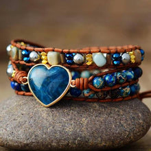 Load image into Gallery viewer, Blue Apatite Heart Wrap Bracelet
