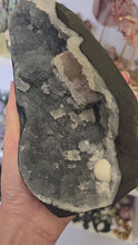 Load and play video in Gallery viewer, Blue Chalcedony with Mordenite and Calcite - Sugar Druze
