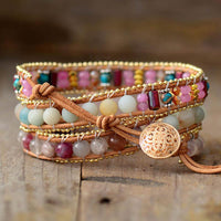 Load image into Gallery viewer, Rose Quartz Heart and Amazonite Wrap Bracelet
