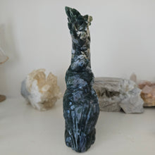 Load image into Gallery viewer, Moss Agate Owl Tree Branch with Butterfly
