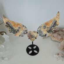 Load image into Gallery viewer, Yellow Crazy Lace Agate Heart with Wings
