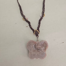 Load image into Gallery viewer, Pink Amethyst Butterfly Macrame Necklace
