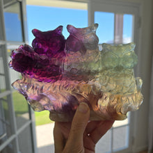 Load image into Gallery viewer, Rainbow Fluorite Owls
