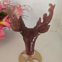 Load image into Gallery viewer, Strawberry Quartz Deer Head with Stand
