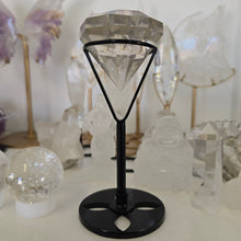 Load image into Gallery viewer, Faceted Clear Quartz Diamond with Stand - Rainbows
