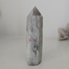 Load image into Gallery viewer, Pink Tourmaline and Lepidolite in Quartz Obelisk
