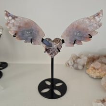 Load image into Gallery viewer, Black Flower Agate Heart Wings
