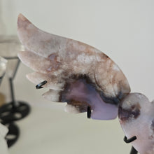 Load image into Gallery viewer, Black Flower Agate Heart Wings

