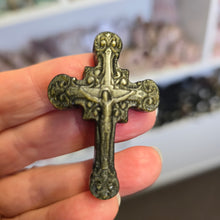 Load image into Gallery viewer, Gold Sheen Obsidian Cross
