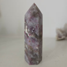 Load image into Gallery viewer, Pink Tourmaline and Lepidolite in Quartz Obelisk
