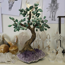 Load image into Gallery viewer, Green Quartz Bonsai Tree on Amethyst Cluster
