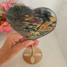 Load image into Gallery viewer, Labradorite Heart with stand
