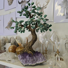 Load image into Gallery viewer, Green Quartz Bonsai Tree on Amethyst Cluster
