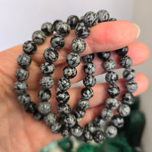 Load image into Gallery viewer, Snowflake Obsidian Bracelet
