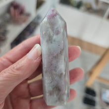 Load image into Gallery viewer, Pink Tourmaline and Lepidolite in Quartz Obelisk
