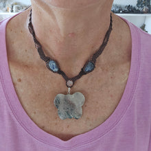 Load image into Gallery viewer, Pink Amethyst Butterfly Macrame Necklace

