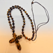 Load image into Gallery viewer, Tiger&#39;s Eye Cross Necklace
