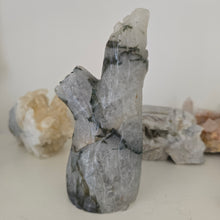 Load image into Gallery viewer, Moss Agate Owl in Tree Stump
