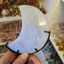 Load image into Gallery viewer, Moonstone Crescent Moon with Stand
