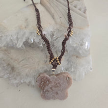 Load image into Gallery viewer, Pink Amethyst Butterfly Macrame Necklace
