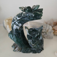 Load image into Gallery viewer, Moss Agate Owl Tree Branch with Butterfly
