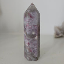 Load image into Gallery viewer, Pink Tourmaline and Lepidolite in Quartz Obelisk
