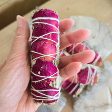 Load image into Gallery viewer, Smudge Stick - Love White Sage, Rose Petals
