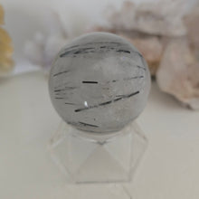 Load image into Gallery viewer, Black Tourmaline in Quartz Sphere
