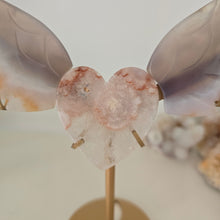Load image into Gallery viewer, Agate, Amethyst &amp; Flower Agate Heart Wings
