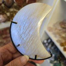 Load image into Gallery viewer, Moonstone Crescent Moon with Stand
