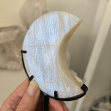 Load image into Gallery viewer, Moonstone Crescent Moon with Stand
