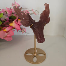 Load image into Gallery viewer, Strawberry Quartz Deer Head with Stand
