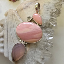 Load image into Gallery viewer, Rose Quartz, Clear Quartz, and Pink Opal Sterling Silver Pendant
