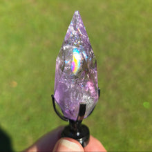 Load image into Gallery viewer, Amethyst Faceted Diamond with Spinning  Stand - Rainbows

