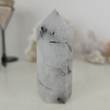 Load image into Gallery viewer, Black Tourmaline in Quartz Tower
