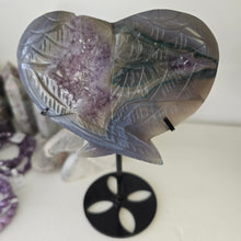 Load image into Gallery viewer, Agate Amethyst Heart Wings
