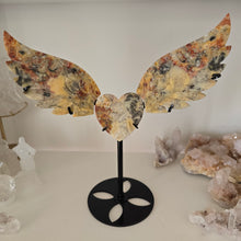Load image into Gallery viewer, Yellow Crazy Lace Agate Heart with Wings
