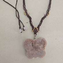 Load image into Gallery viewer, Pink Amethyst Butterfly Macrame Necklace

