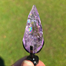 Load image into Gallery viewer, Amethyst Faceted Diamond with Spinning  Stand - Rainbows
