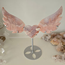 Load image into Gallery viewer, Pink Amethyst X Flower Agate Heart Wings
