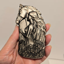 Load image into Gallery viewer, Silver Sheen Obsidian Lady with Horse
