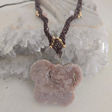 Load image into Gallery viewer, Pink Amethyst Butterfly Macrame Necklace
