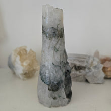 Load image into Gallery viewer, Moss Agate Owl in Tree Stump
