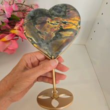 Load image into Gallery viewer, Labradorite Heart with stand
